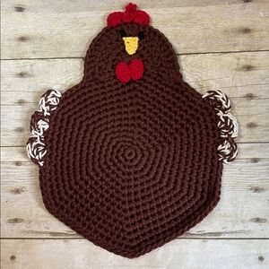 HotPad Hand Crafted Crochet Chicken Hotpad/Trivet Brown
